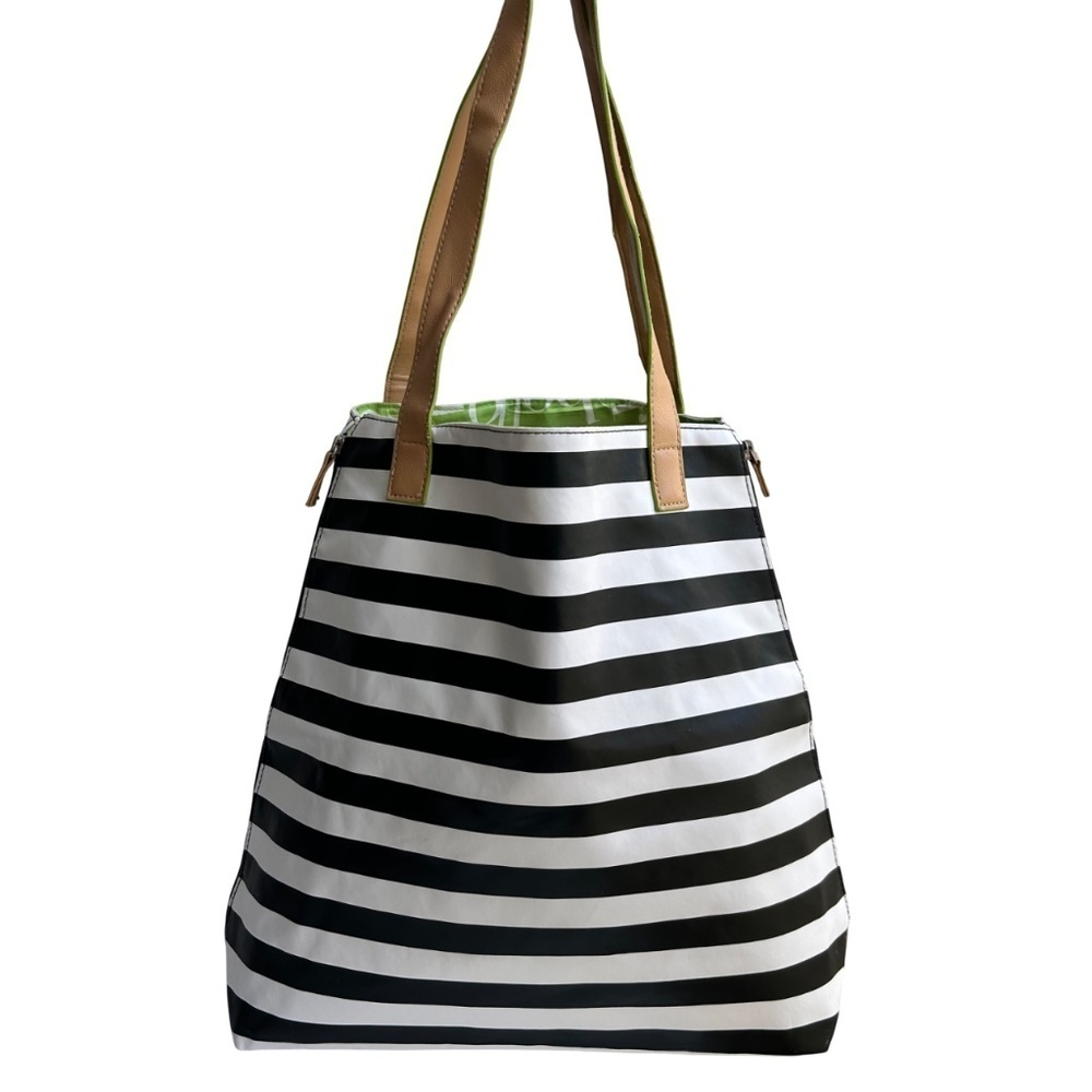 DSW Striped Zippered Sides Lined Tote Bag